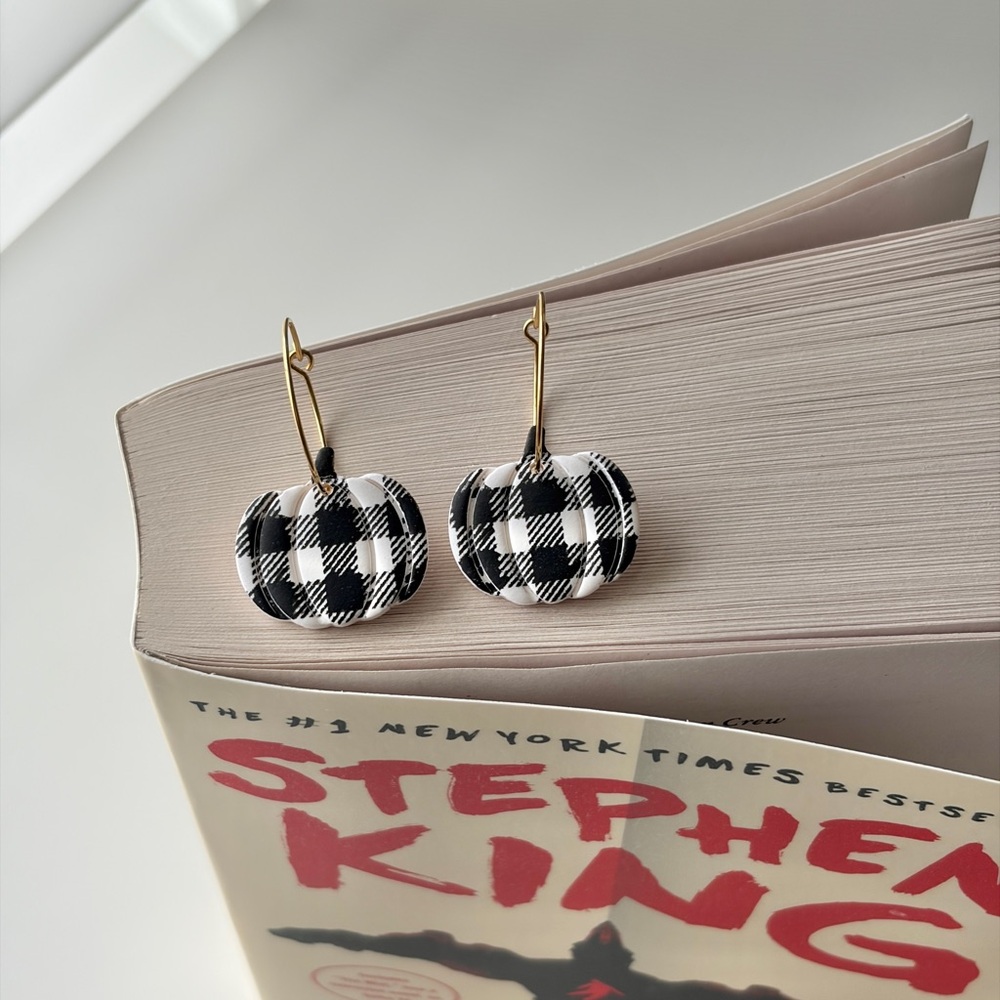 Plaid Pumpkin Earrings